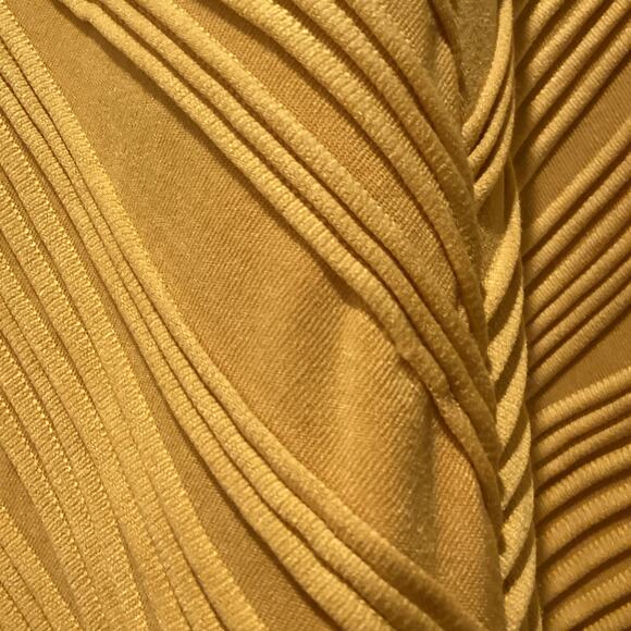 Vintage Lisa Rene cowl neck 3/4 sleeve yellow swirl pattern tunic mini dress L - Picture 10 of 10